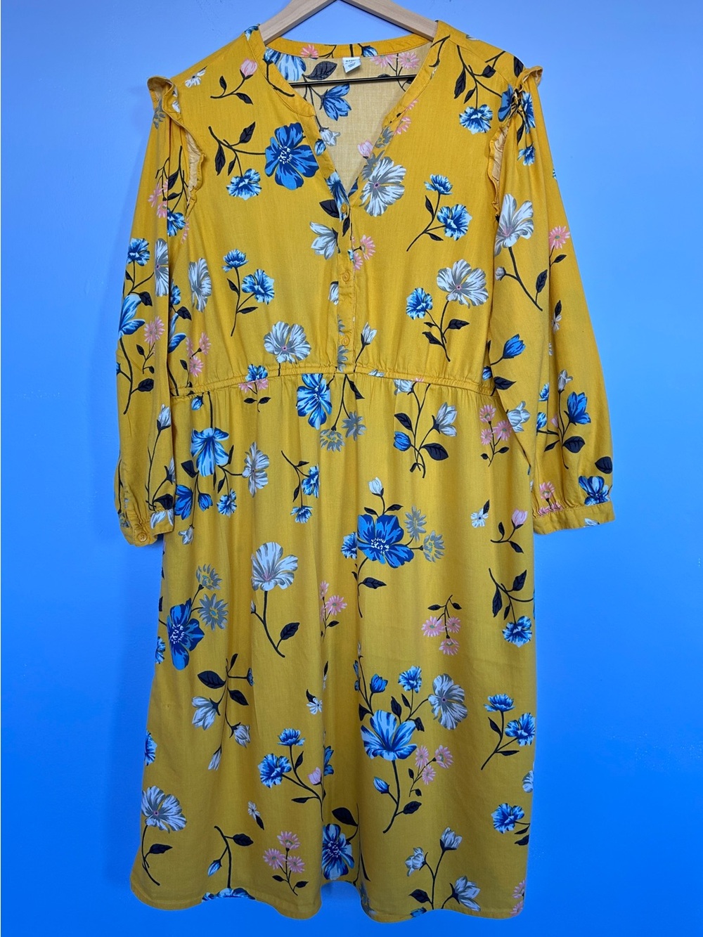 Lightweight floral long sleeve maternity dress